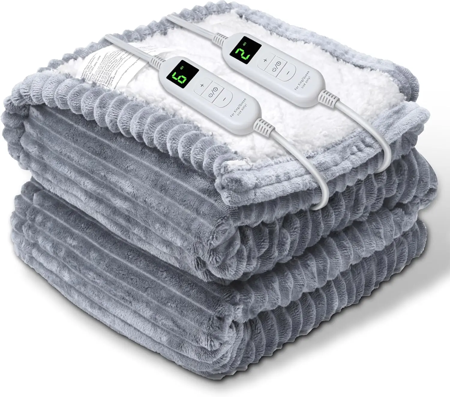 

Electric Heated Blanket Throw, 6 Heat & 4 Timer Settings, 50x60 Inch, Grey – Perfect Winter Gift for Adults