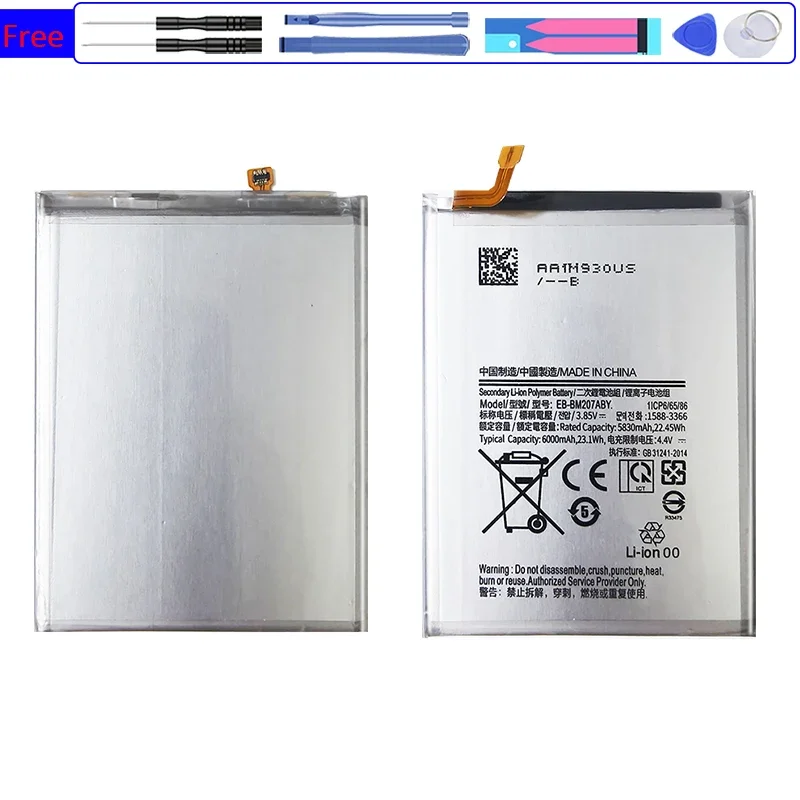 Mobile Phone Battery For Samsung Galaxy M30s SM-M3070 M3070 M21 M31 M215 EB-BM207ABY 6000mAh