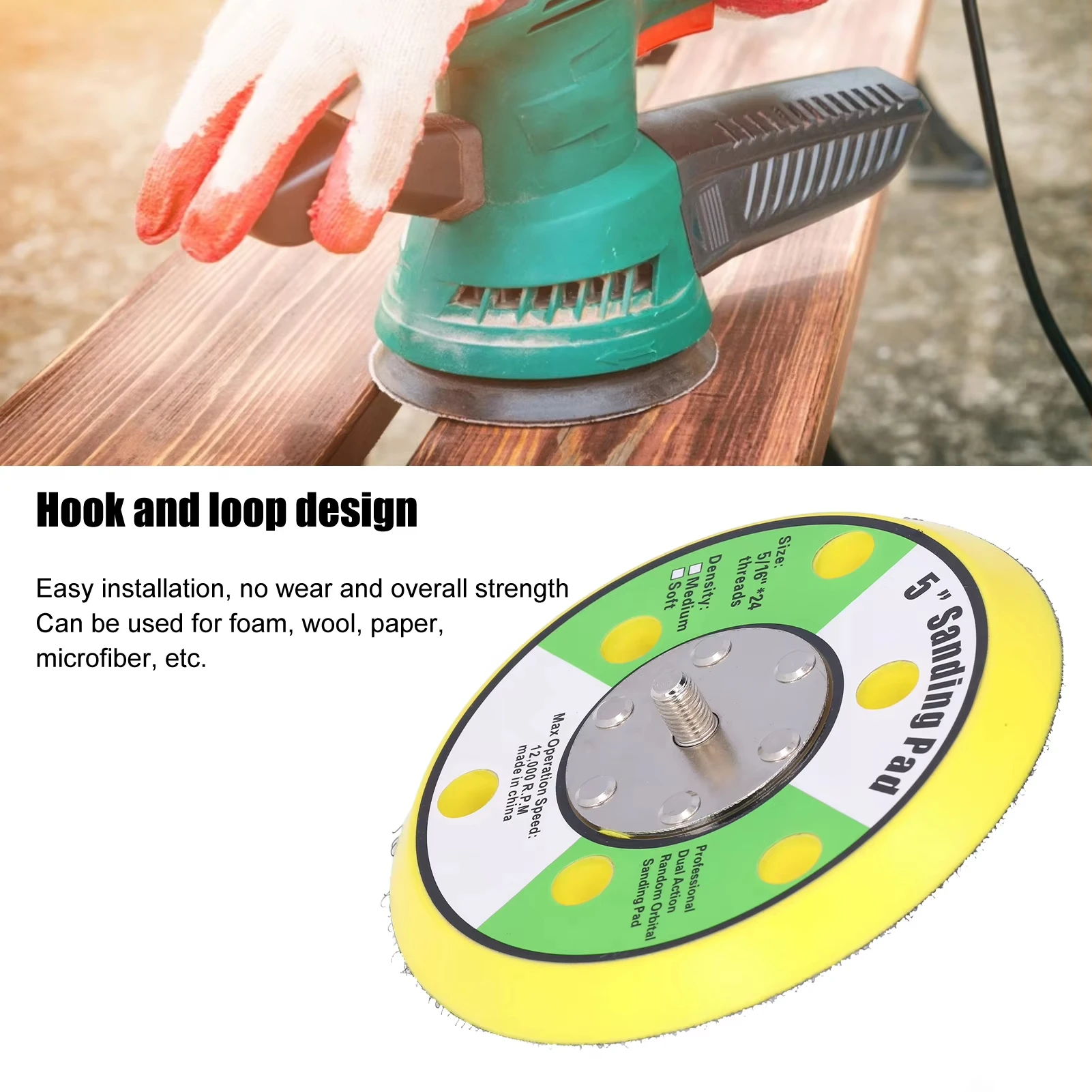 2025 5in M8 Sanding Pad PU Backing Plate Pneumatic Sander Buffer 12000RPM 5in Sanding Pad Pneumatic Sanding Pad