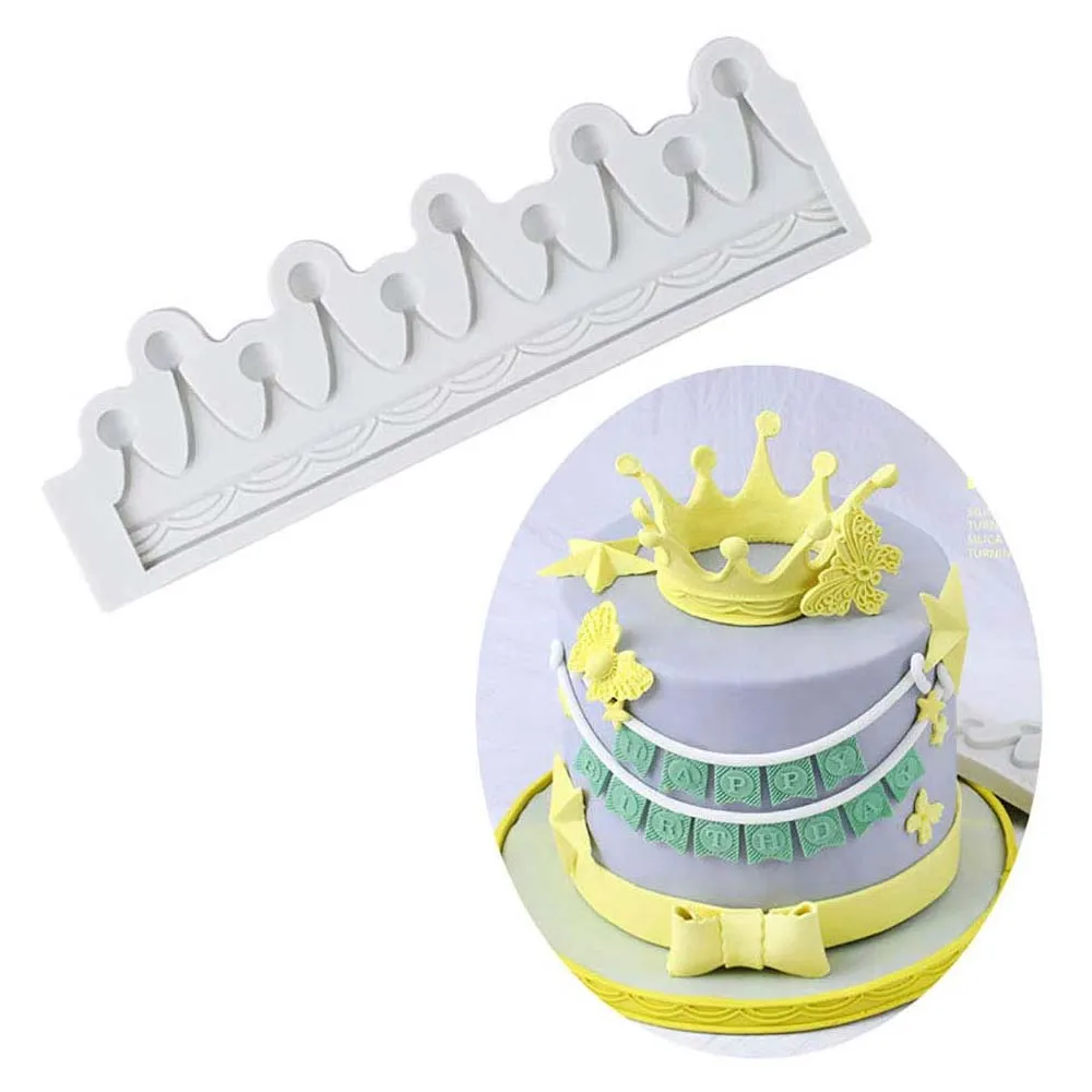 Crown Shape Liquid Silicone Mold Fondant Cake Decoration Wedding Cake Border Fondant Cake Decorating Clay Molds