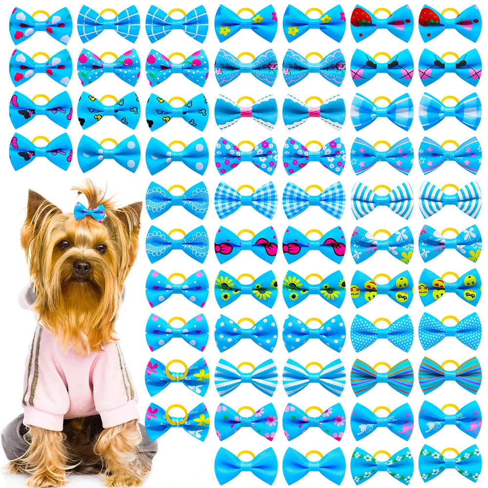 100/200pcs Dog Bows Bule Bowknot for Dogs Small Dog Hair Bows Dogs Hair Accessories For Dog Grooming Products Pet Accessories