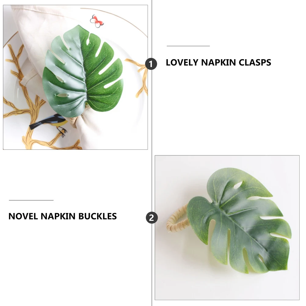 

4 Pcs Napkin Lightweight Flexible Clasps Turtle Leaf Design Household Decorative Accessories Novel Buckles