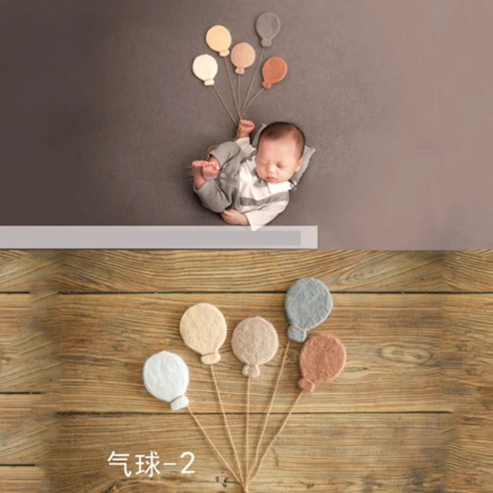 5pcs/set Newborn Photo Shooting Props Simple Cute Handmade Wool Felt Balloon Mini Souvenirs Posing Photoshoot Accessories Props