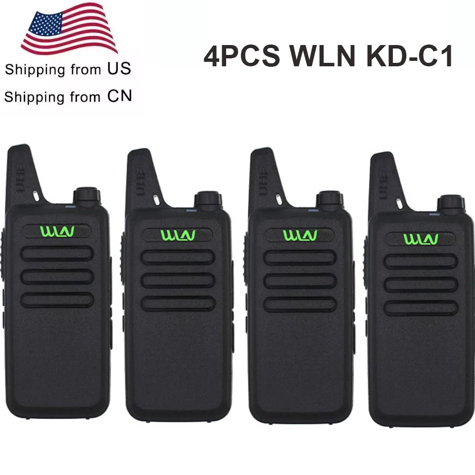 

4 шт., портативная рация WLN KD-C1 Mini UHF 400-520 МГц 5 Вт, 16-канальный УВЧ трансивер