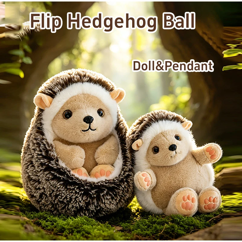 Hedgehog Plush Toy Doll Cute Flip Hedgehog Ball Bag Hanging Pendant 10/20/25cm Soft Hedgehog Hugging Pillow Desktop Pet Decor
