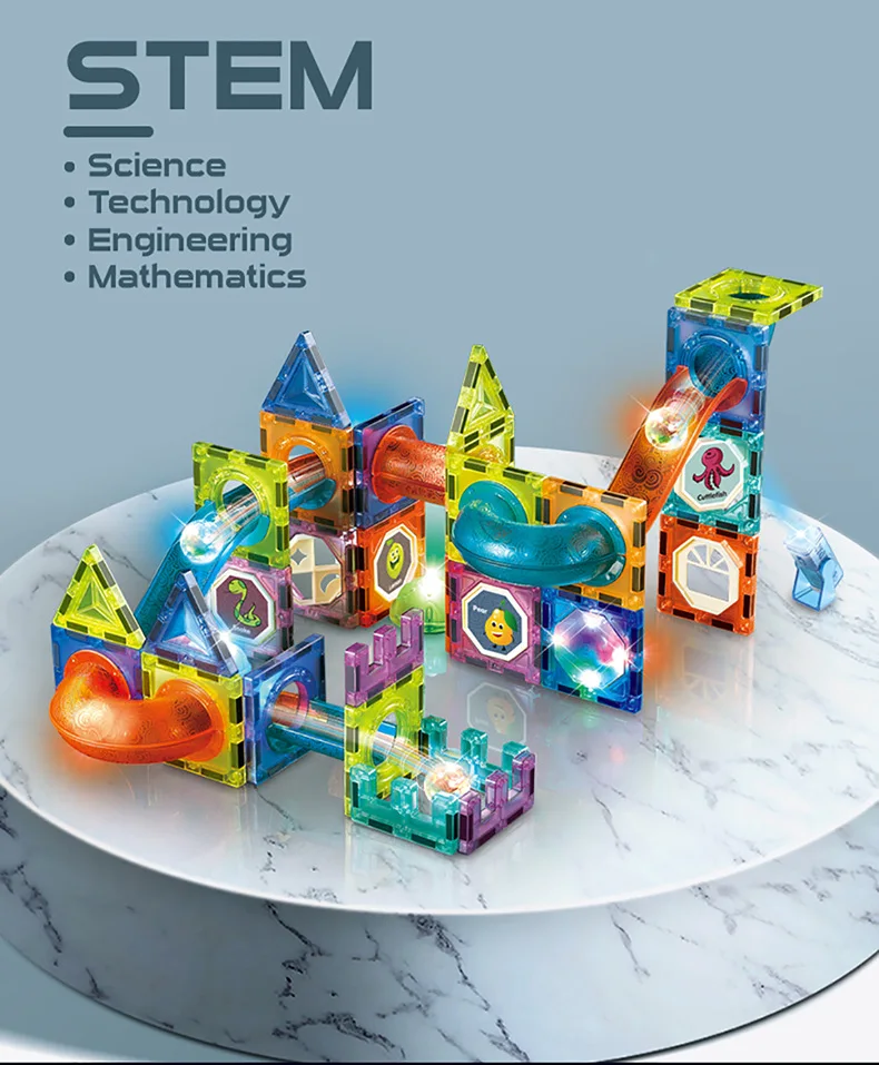 حار بيع 49 قطعة ألعاب المكعبات المغناطيسية لعبة تعليمية كتلة لعبة ذاتية الصنع مع كرة لفة خفيفة