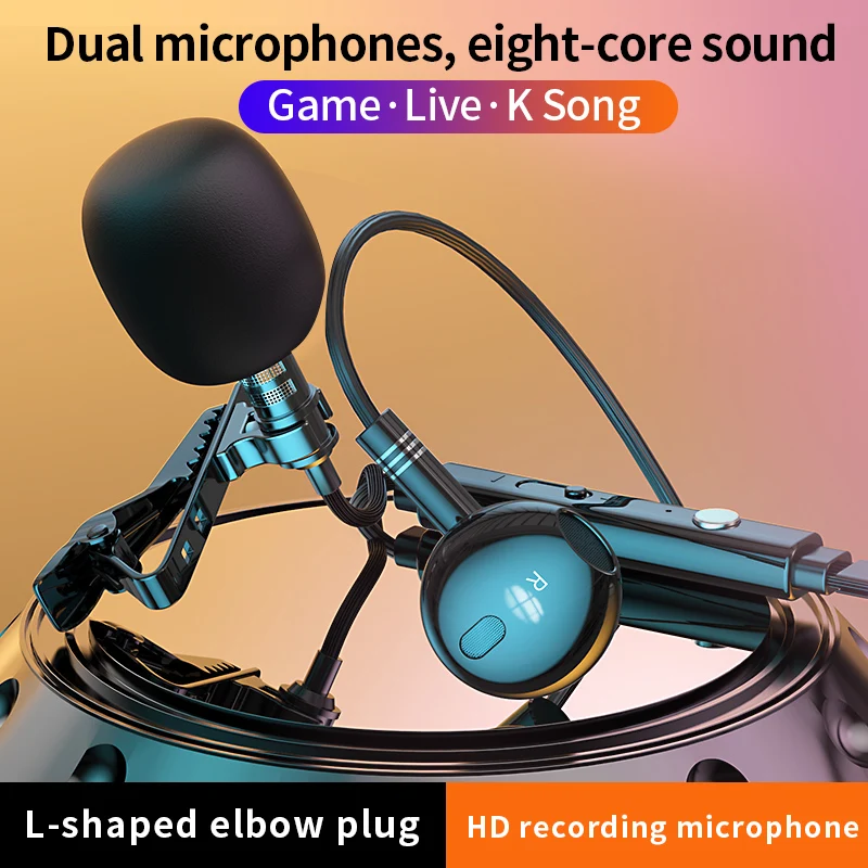 [2 en 1] Microphone Lavalier avec écouteurs Mini microphones portables à revers à pince pour l'enregistrement vidéo, la diffusion en direct, la cours en ligne