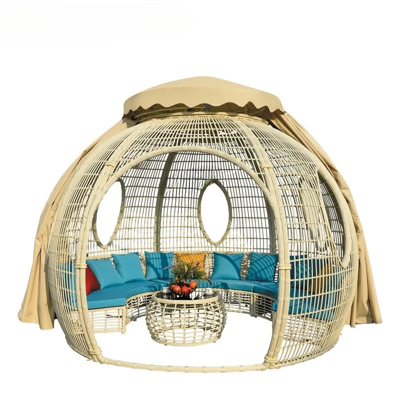Outdoor Garden Gazebo Courtyard Villa Pavilion Open Air Balcony Roof Design Terrace Creative Gazebo Rattan Furniture