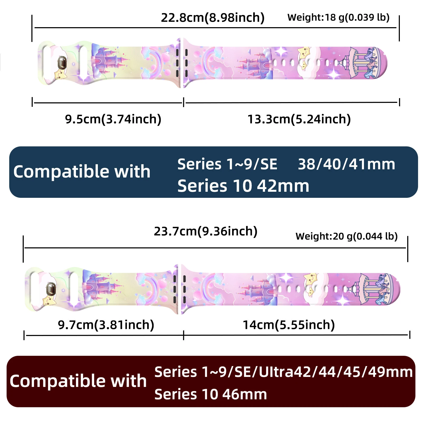 Disney Princess Castle Strap for Apple Watch 11 10 9 8 Silicone Band Replaceable Bracelet for iWatch 46/44/42/41mm Watchband