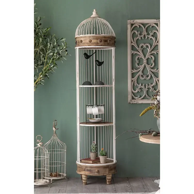 Home Decor 2021 Living Room Furniture Metal Decorative Bird Cage Plants Book Stand Shelf