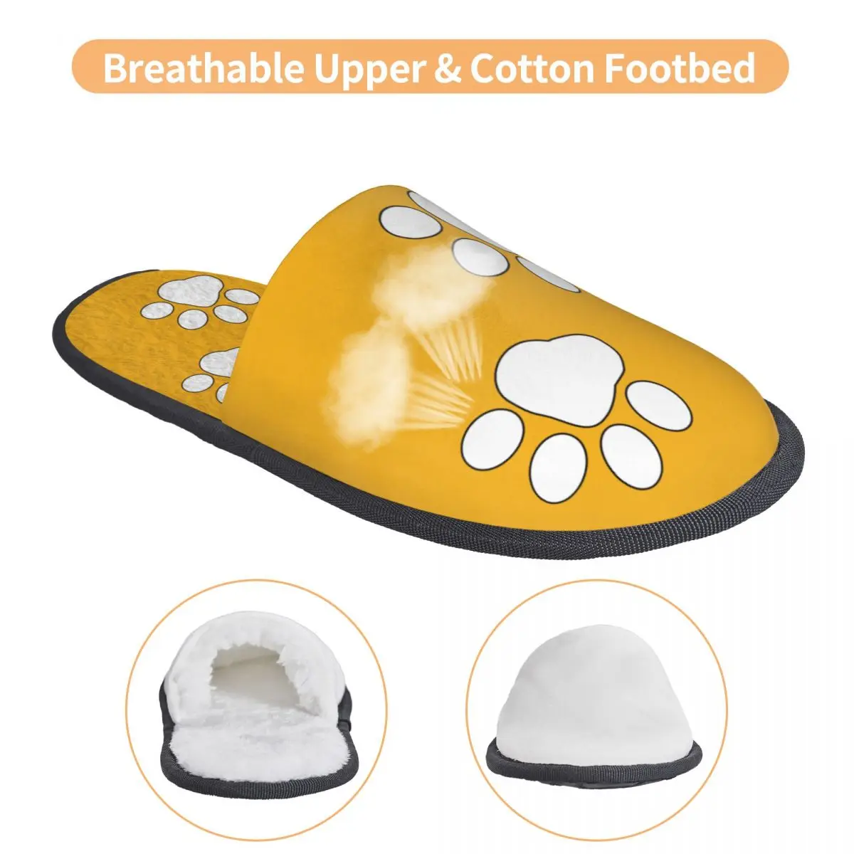 Custom Print Women Dog Paw Pattern House Slippers Soft Warm Pet Lover Memory Foam Fluffy Slipper Indoor Outdoor Shoes