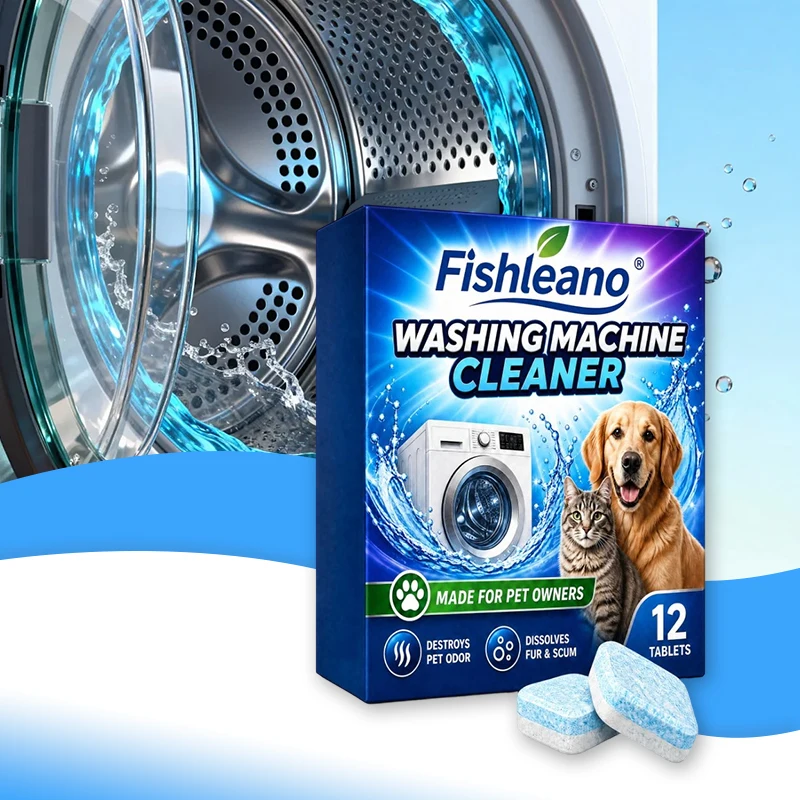 Washing Machine Cleaner Tablets 12Pcs Pet Hair & Odor Remover Deep Clean Descaler For Front Load Top Load Washer Tub Cleaning