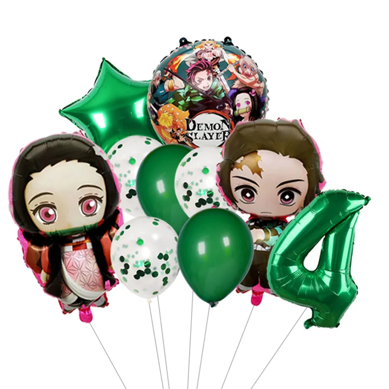 Cool Demon Slayer Theme Tanjiro Nezuko Kamado Theme Foil Balloons Set Balloon Kids Birthday Gifts Number Balloon Supplies Gifts - view 5