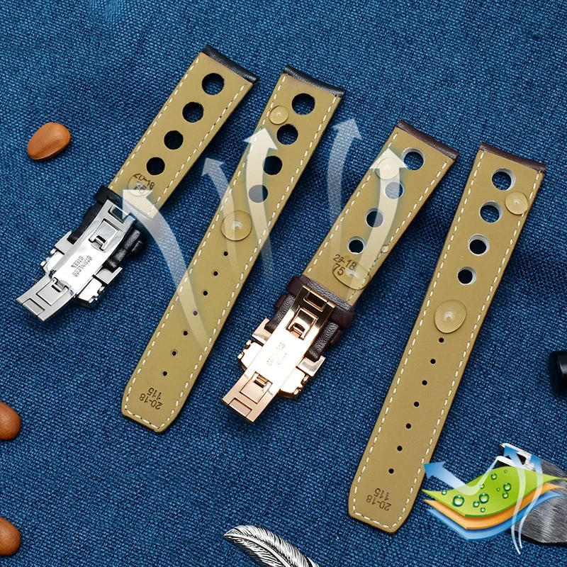 For Tissot Sports Racing Series PRS516 T91 1853 Genuine Leather Bracelet Top Layer Cowhide Watch Band 20mm for Chopin Watchband