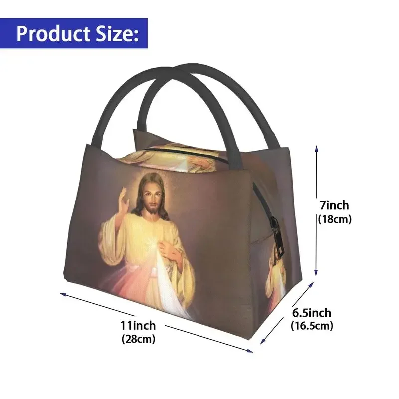 Divine Mercy Insulated Lunch Bags for Camping Travel Jesus Portable Cooler Thermal Lunch Box Women