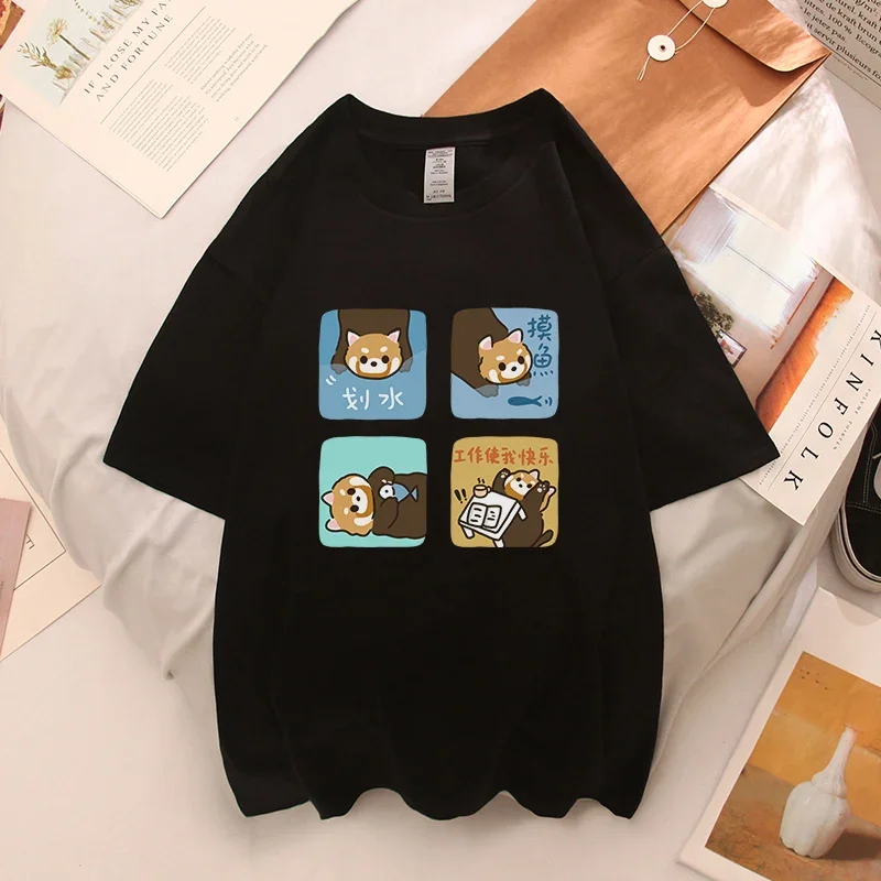 Red Panda Tees Girl\'s Cartoon Cat Streetwear Tops Female Casual Clothing Women\'s Y2k Clothes Cute Raccoon Graphic Kawaii T-shirt