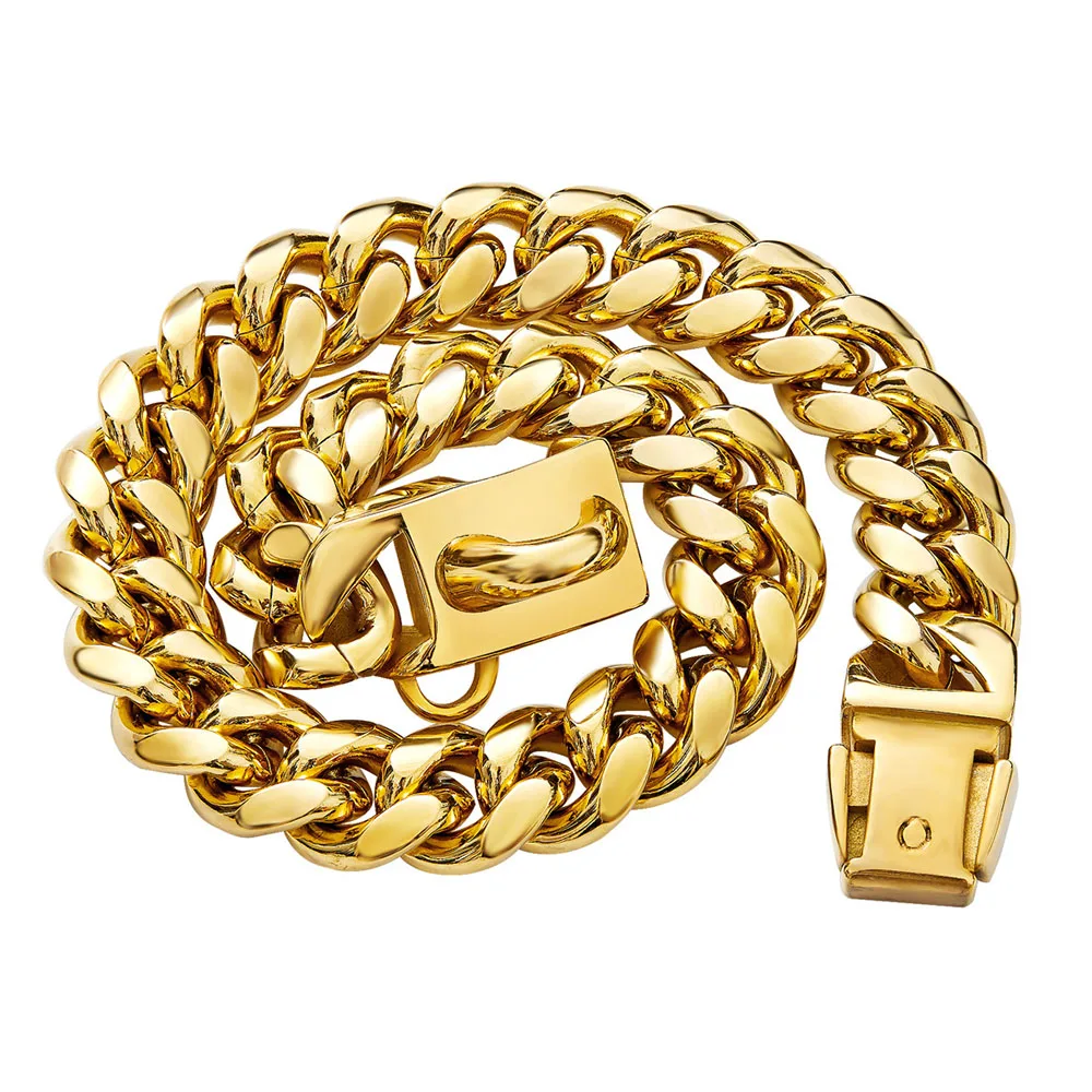 Gold Cuban Link Dog Collar 2