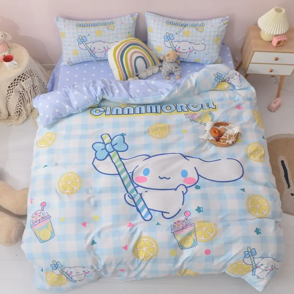 

Постельное белье Miniso Sanrio из трех предметов, аксессуары Cinnamoroll, милая красота, мультяшное аниме, домашнее общежитие, игрушки для девочек, подарок