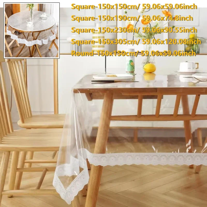 Transparent Table Cloth Soft Soft Glass PVC Drooping Tablecloths Luxuriou Embroidered Rectangle Table Cloth Waterproof Table Mat