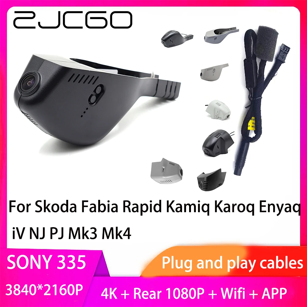 

Plug and Play DVR Dash Cam UHD 4K 2160P Video Recorder for Skoda Fabia Rapid Kamiq Karoq Enyaq iV NJ PJ Mk3 Mk4