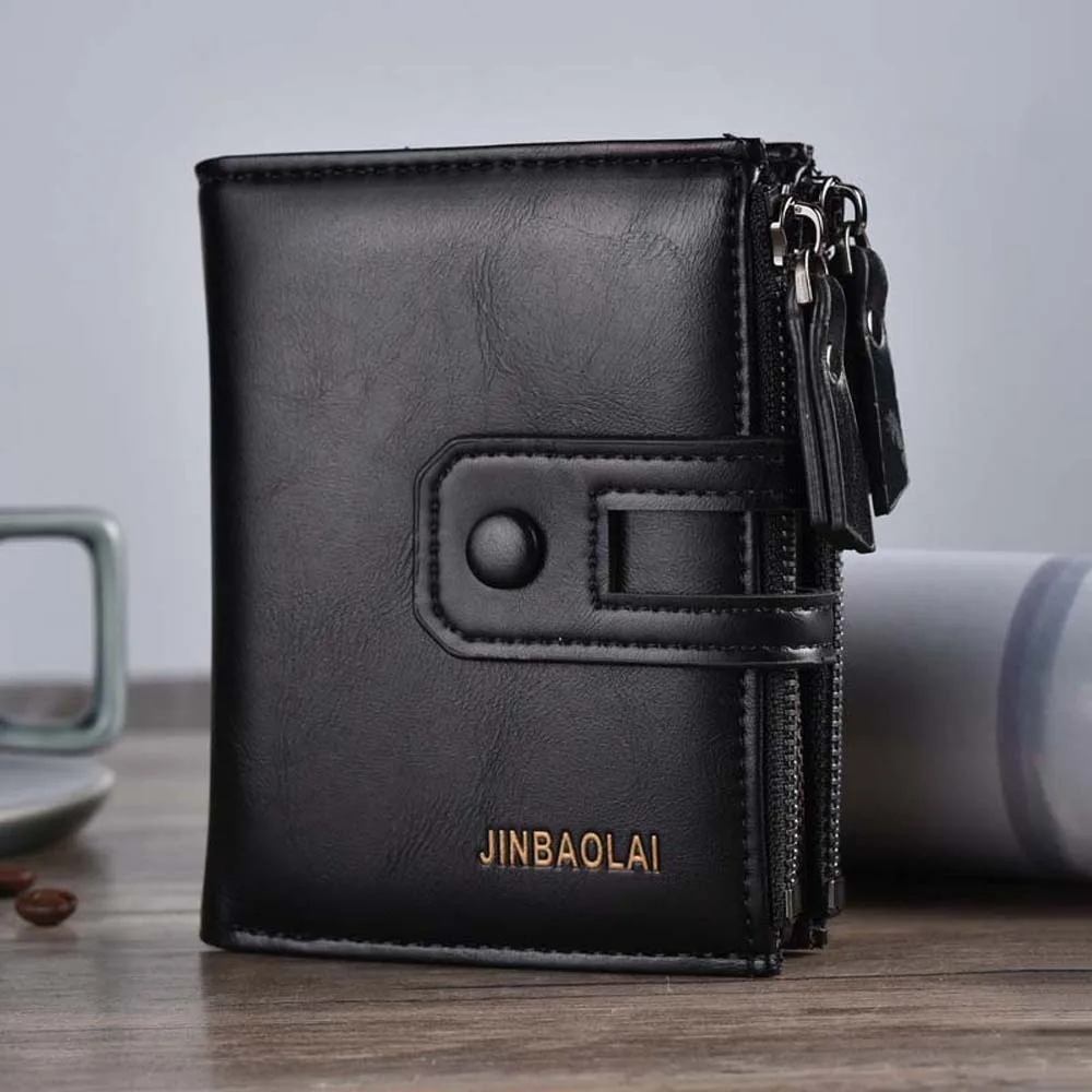 Preto marrom masculino carteira de couro id cartão capa saco de cartão de crédito masculino bolsa de moedas zíper couro do plutônio titular do cartão de visita negócios