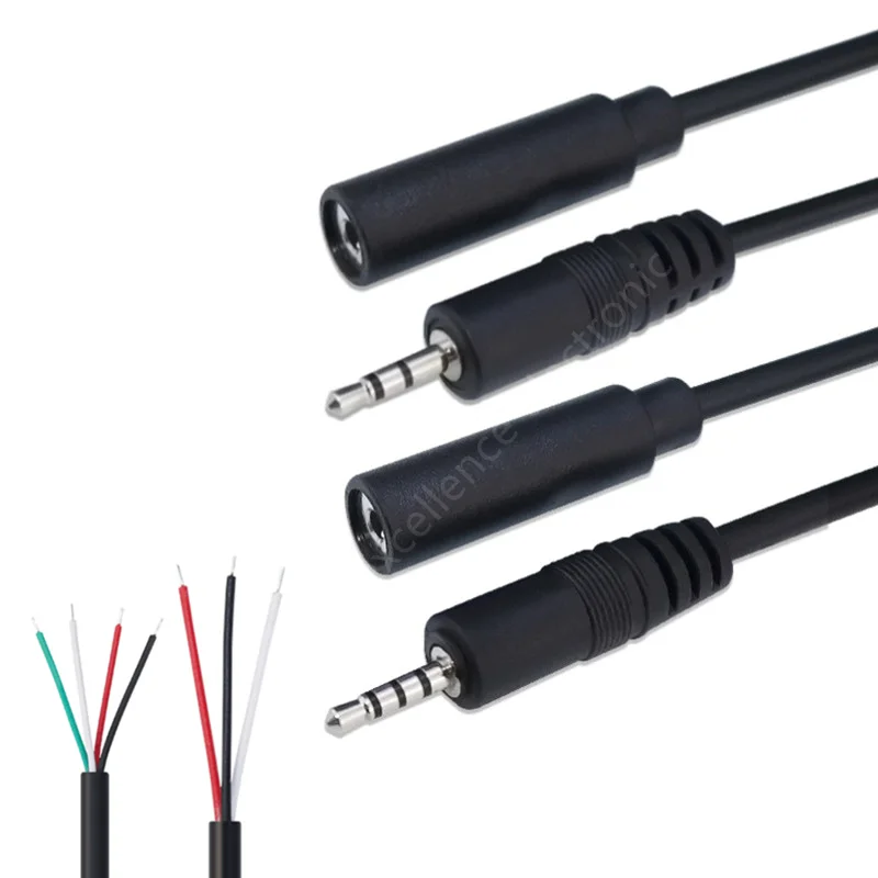 1-10Pcs 2.5mm 2/3/4 Pole Wire Male Female Plug Jack Audio Cable Mono Stereo Aux Connector Headphone Extension DIY Repair