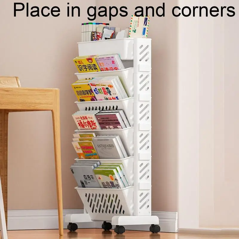 Multi-layer Mobile Bookshelf Student Book Removable Storage Shelf Desk Floor Bookcase Storage Rack Magazine Snacks Organizer