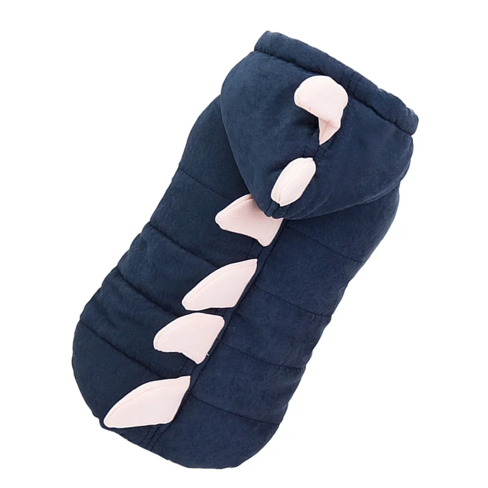

Dog Dinosaur Cotton Coat Hooded Warm Puppy Clothes Size Xl Dark Blue Autumn Winter Spring Outdoor Dog Apparel Pet Clothes