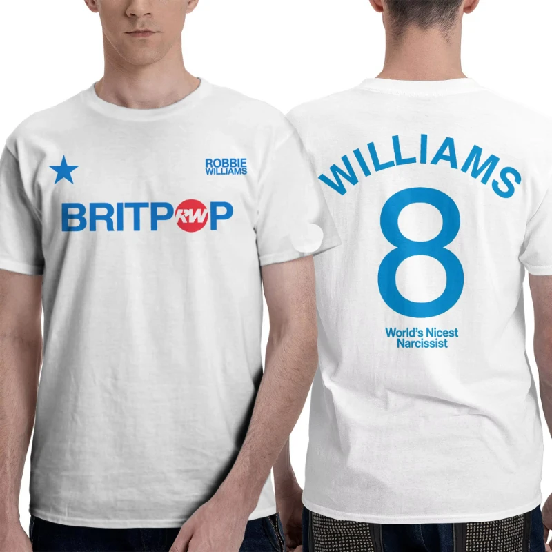 مضحك روبي ويليامز بريتبوب جولة 2025 تي شيرت للرجال Crewneck القطن تي شيرت قصير الأكمام تي شيرت ملابس كبيرة الحجم