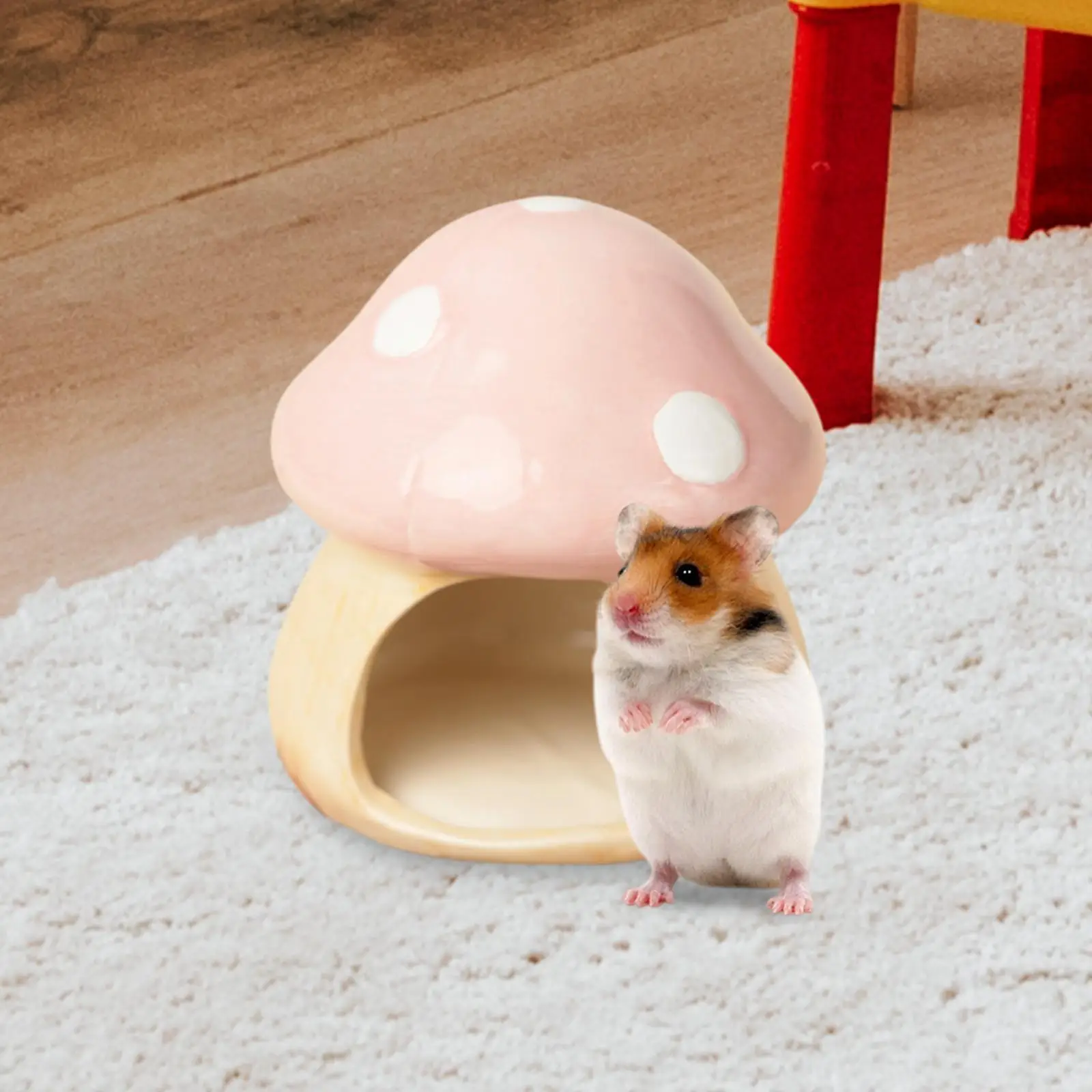 Ceramic Mushroom Shaped Hamster Nest Cute Guinea Pig House for Chinchilla Rat Guinea Pig Small Animals Supplies