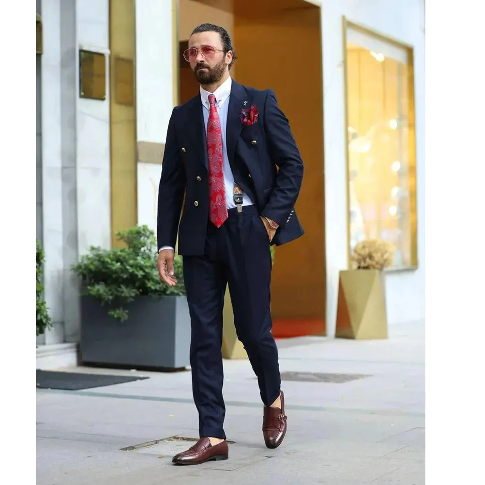 

British Style Aristocratic Men Suit Best-selling High-quality Double Breasted Lapel Male Clothing two-pieces(Jacket+Pants)