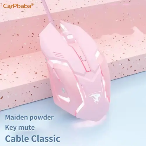 Imagen 1 del producto Carpbaba-ratón de juego con cable G3, silencioso, mecánico, rosa, deportes electrónicos, chica, arte encantador, portátil, para oficina, hogar, MacBook, portátil, PC y Gamer