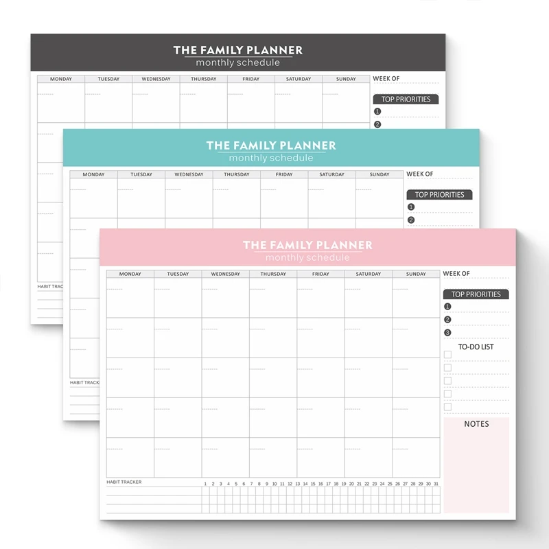 Weekly Planner Monthly Undated Agenda Notebook Schedules Study Planner Stationery Office School Supplies