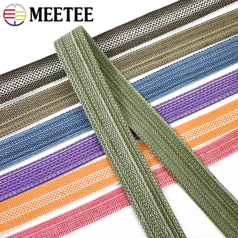 Meetee 1/2/3/4/5M Polyester Webbing Jacquard Cotton Strap Bag Clothes Backpack Tape Bias Band Ribbon DIY Sewing Accessories