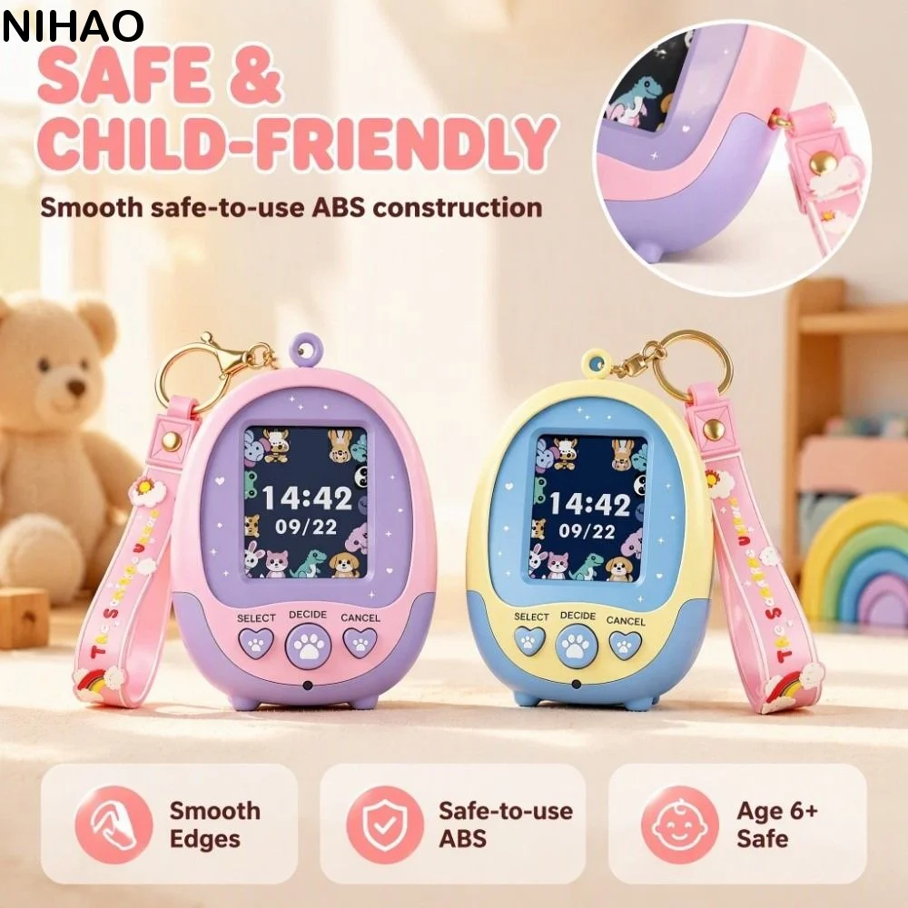 Color Screen Virtual Pet Keychain Mini Portable Pet Game Console Educational Electronic Handheld Game Console Girls