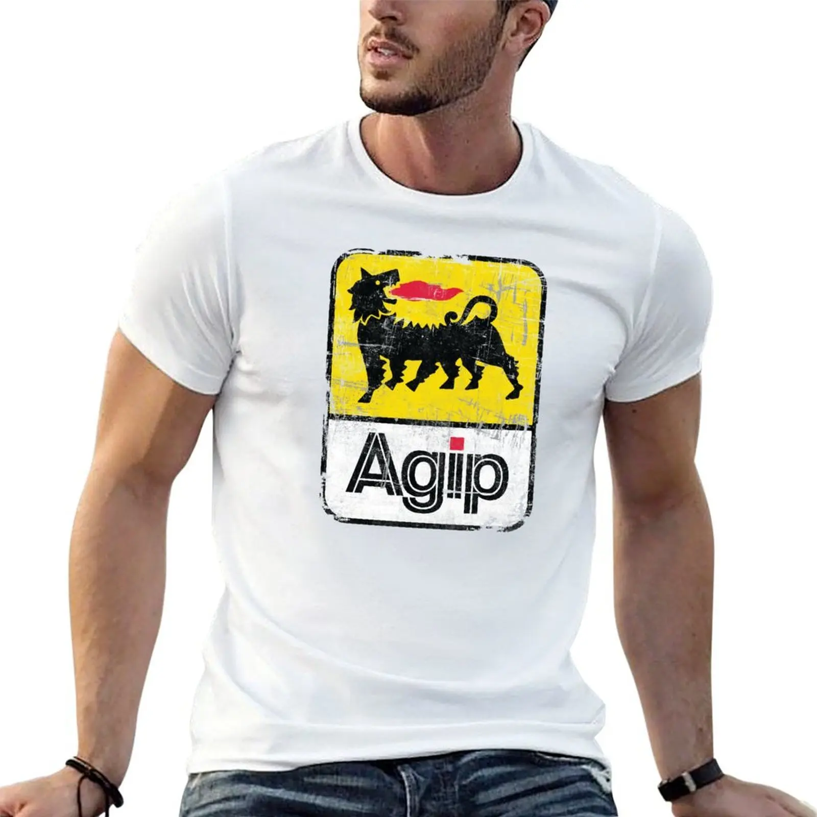 

AGIP Lubricants Logo 1968 – 1998 Distressed version T-Shirt t shirt man luxury t shirts for man pack white T-Shirt
