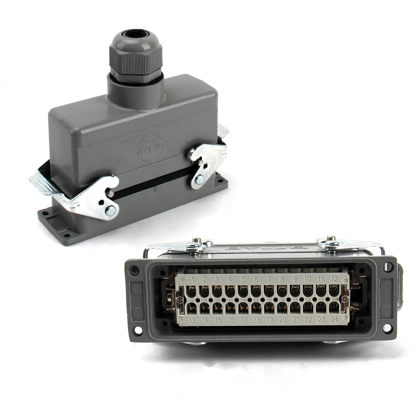 Customized Heavy- Industrial Power Connector HE Series 4P-48P Double Lock Full Set IP65 Copper Alloy Aerospace PCB