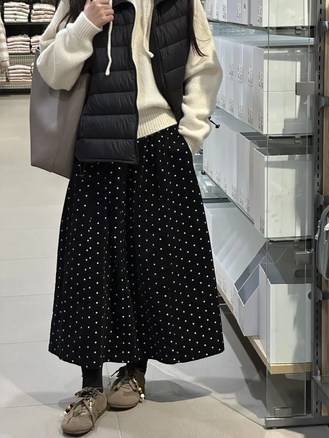 

Зимняя юбка с высокой талией в горошек, женская повседневная утягивающая юбка трапециевидной формы больших размеров, длинная юбка в стиле груша