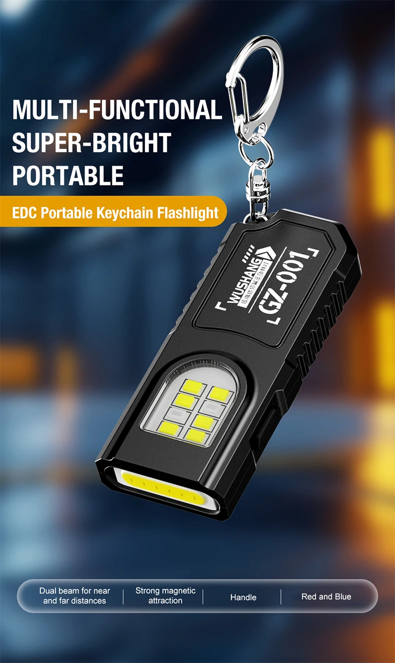 USB-Aufladbare Taschenlampe mit Stiftclip Leistungsstarke Mini-Arbeitsleuchte für Draußen mit Magnetischem Tragbarem Schlüsselanhänger LED COB Taschenlampe – Detail 2