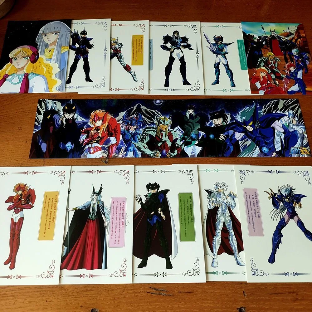 مجموعة بطاقات شخصيات Saint Seiya بطاقات بريدية God Warrior مجموعة من 11 ورقة Hiruda Siegfried Hagen Thor Alberich Fenrir Bud