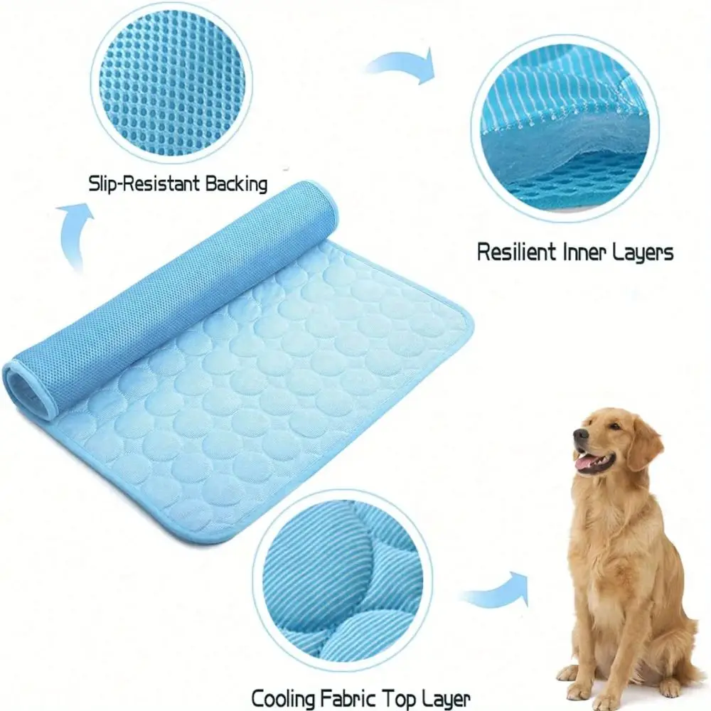 Pet Cooling Mat Dog Cat Sleeping Pad Cool Ice Silk Moisture-proof Mattress Cushion Summer Small Animal Cold Bed 5 sizes