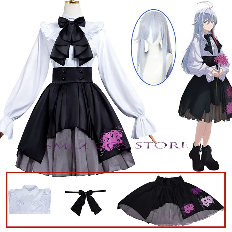 

Smlz Vladilena Milize Cosplay Anime 86eightysix Costume Lena Flower Bow Dress Set Halloween Party Play Outfit for Woman