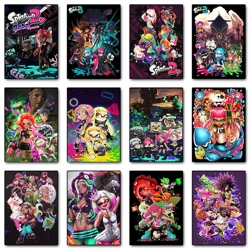 S-Splatoon Hot Video Game Series Posters and Prints Canvas Printing Vintage Wall Art Picture for Living Room Home Decoration