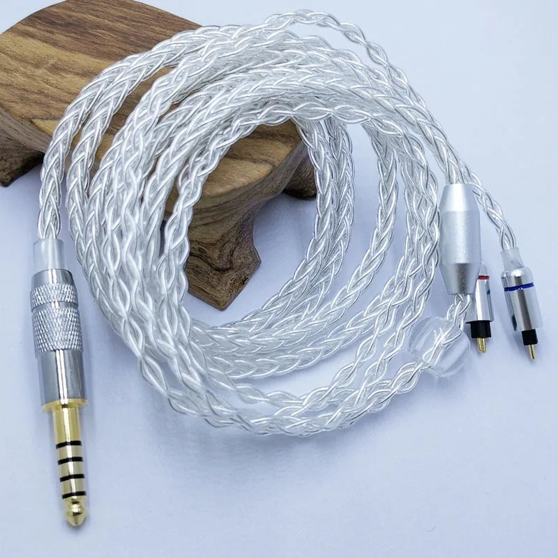 RY-C8 1.2m DIY Replacement 0.78mm 2Pin Cable 3.5/2.5/4.4mm Silver Plated Upgraded  8 core wire cable view 3
