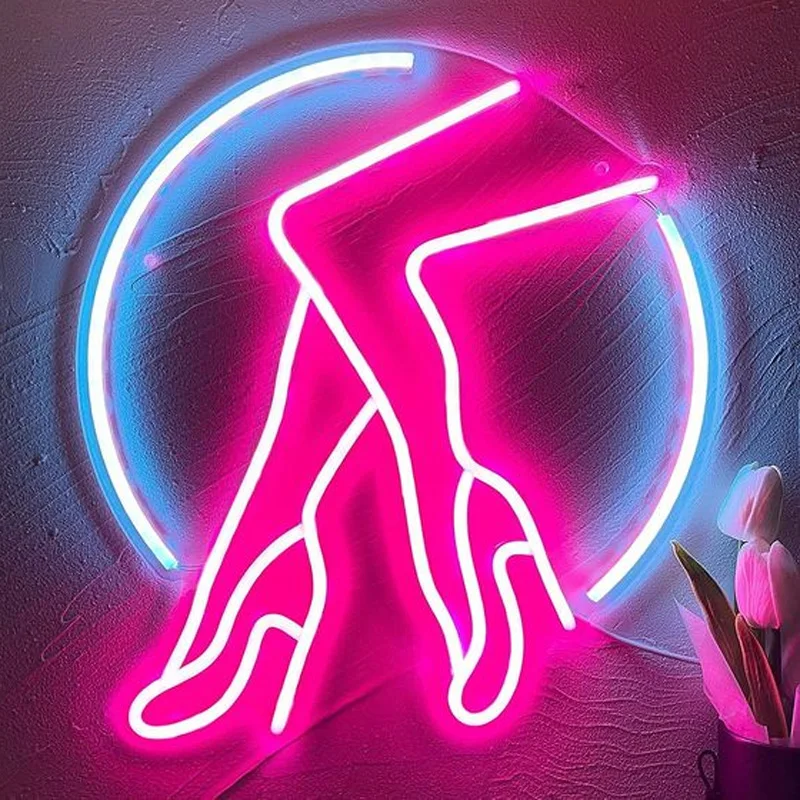 Neon BB LED niestandardowy silikonowy lampa neonowa różowy temat znak Barbie lampa neonowa na wysokim obcasie do wystrój sklepu pokoju z prezentami dla dziewczynek