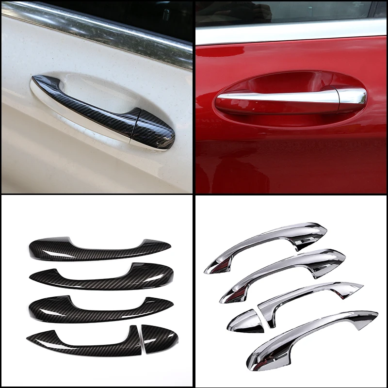 5Pcs ABS Car Door Handle Cover Trim For Mercedes Benz A/B/C/E/GLA/GLC/GLE/GLS/CLA/CLS Glossy Black Exterior Sticker 2015-2025