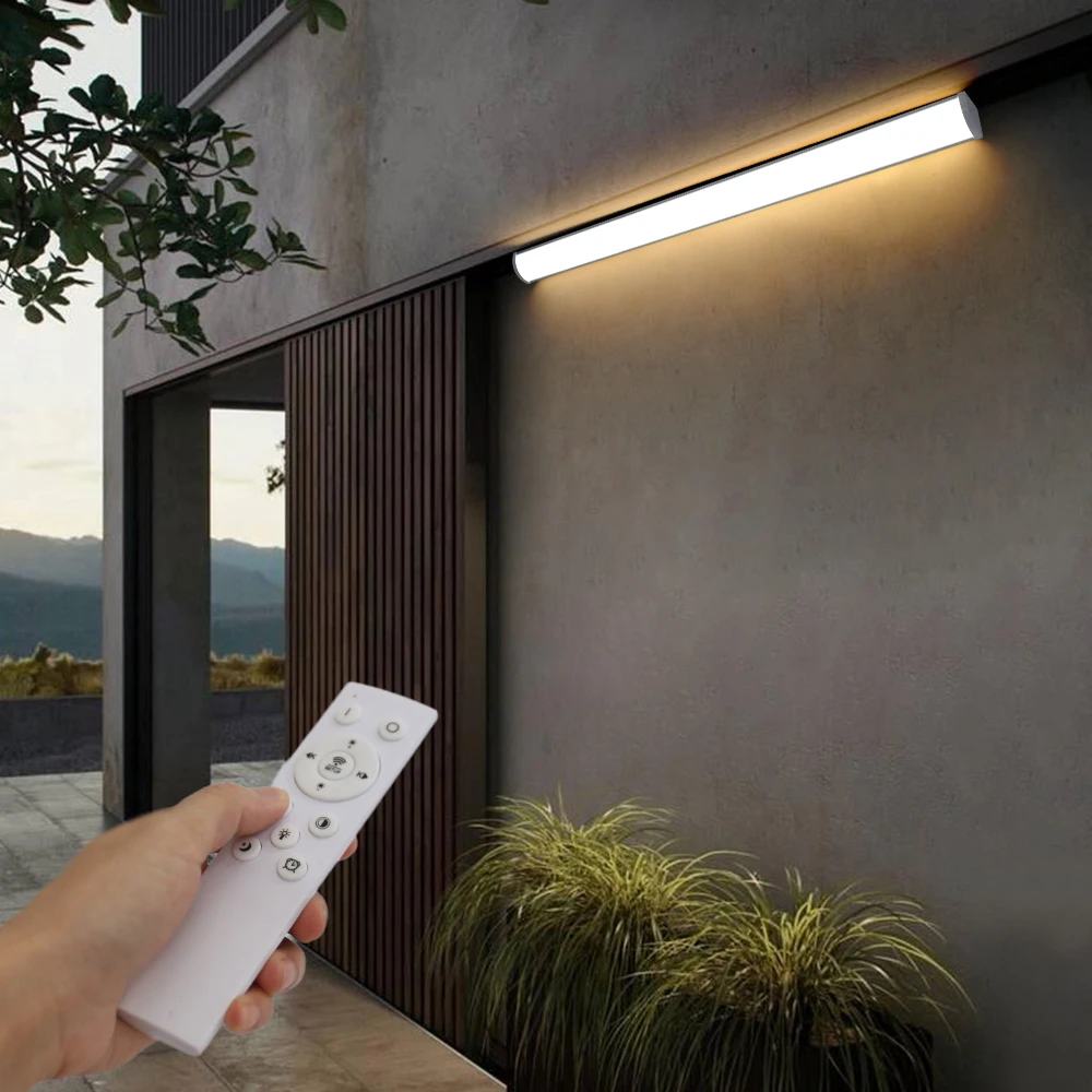 Imagem -04 - Lâmpada de Parede Led ao ar Livre com Controle Remoto Longas Luzes de Parede Impermeável Ip65 Escurecimento Jardim Villa Varanda Sconce Light 110v 220v