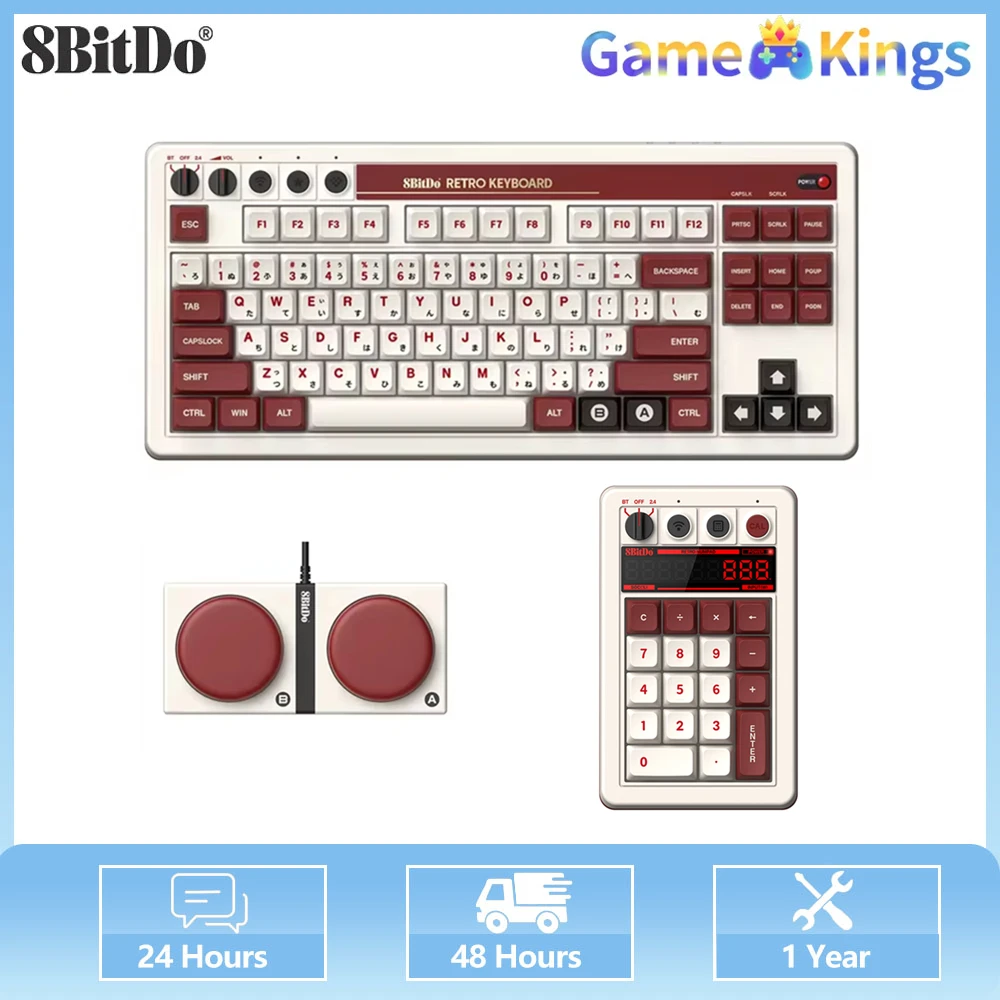 8Bitdo Retro Mechanical Keyboard Bluetooth 2.4G USB-C Hot Swappable Game Keyboard,Dual Programmable Buttons For Windows Android