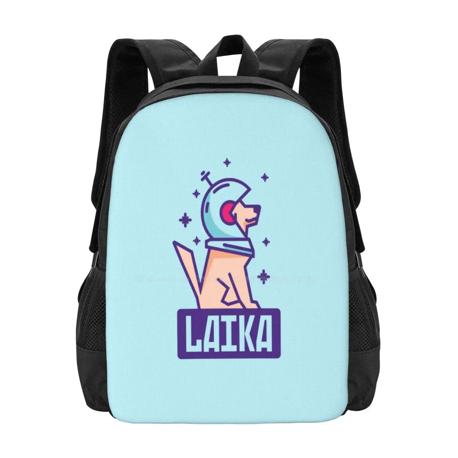 Spacedog Laika School Bags Travel Laptop Backpack Laika Stars Helmet Astronaut Dreaming Kid Colorful Happy Fun Antenna Gazing