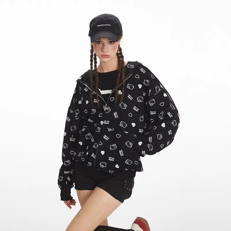 HeyHenry Women's Hoodie Sweatirt  Print Lazy Sle Loose Fit Open Cardigan Polyester Fiber Long Sve Autumn Winter Coat